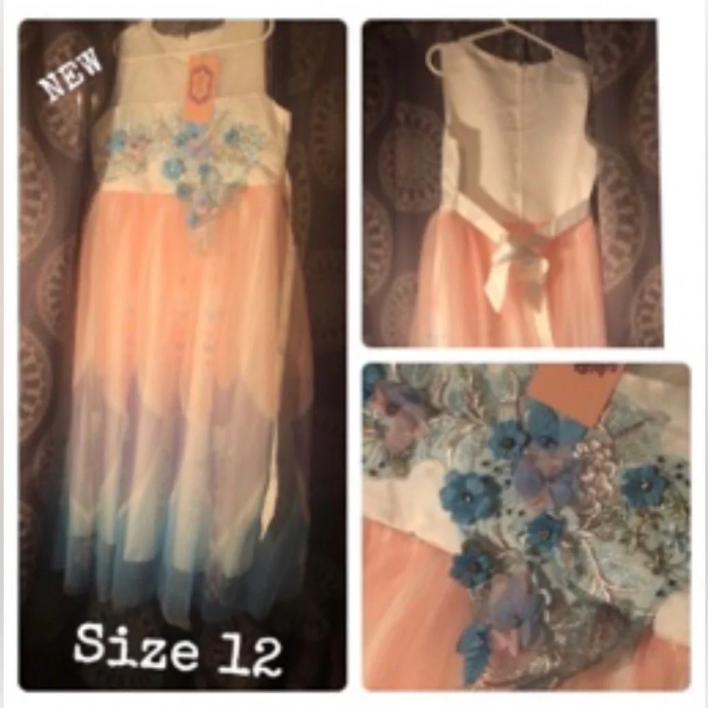New Princess Flower Girl Pageant Gown Birthday Party Dress Sleeveless - size 12 - Picture 2 of 6